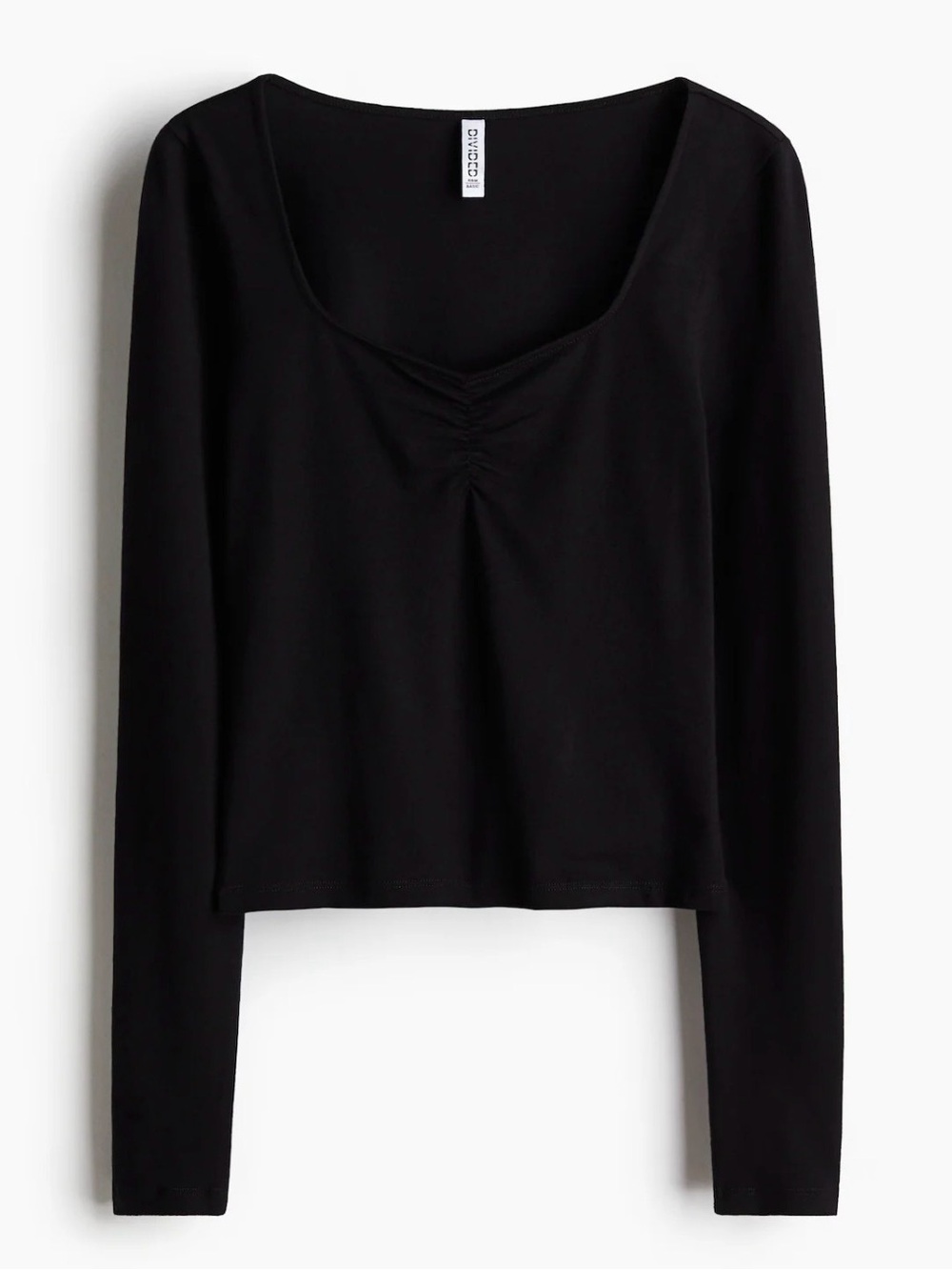 H&M Divided Women’s Long Sleeve Sweetheart Neckline Top Black Size Large